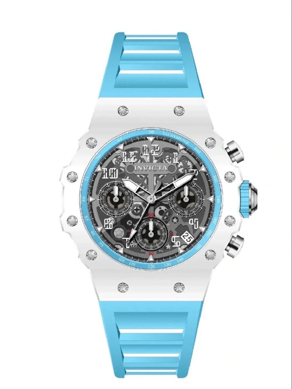 Invicta Racing Apexium Unisex Watch - 41mm, Light Blue & white, new